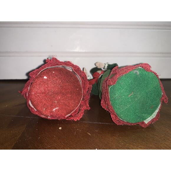 2 vintage Doll Christmas Carolers ornaments Velvet Dresses Ornaments - Picture 5 of 5